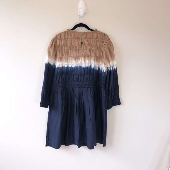 Apiece Apart Aldea Smocked Mini Dress Dipped Shibori Organic Cotton XL NWT’s - Picture 4 of 15